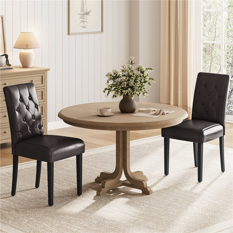 Clintock Tufted Upholstered Dining Chair, Brown