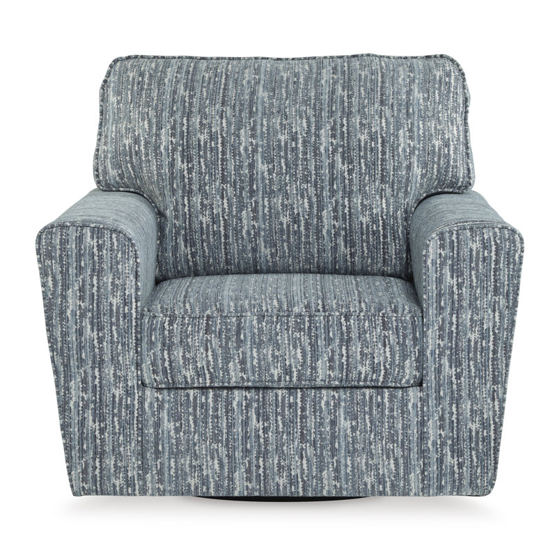 Twilight Black Stripe Swivel Accent Chair with Metal Base