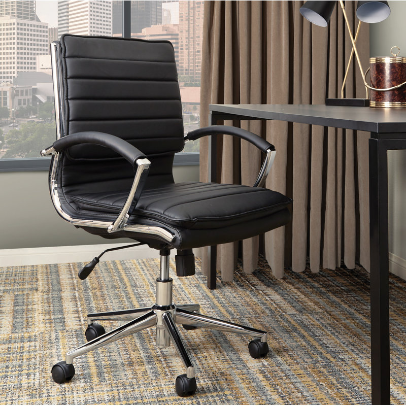 Mid Back Manager's Faux Leather Chair, Black