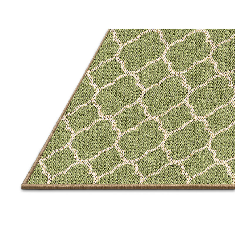 Tapis géométrique en laine vert, Rectangle 6 pi x 9 pi