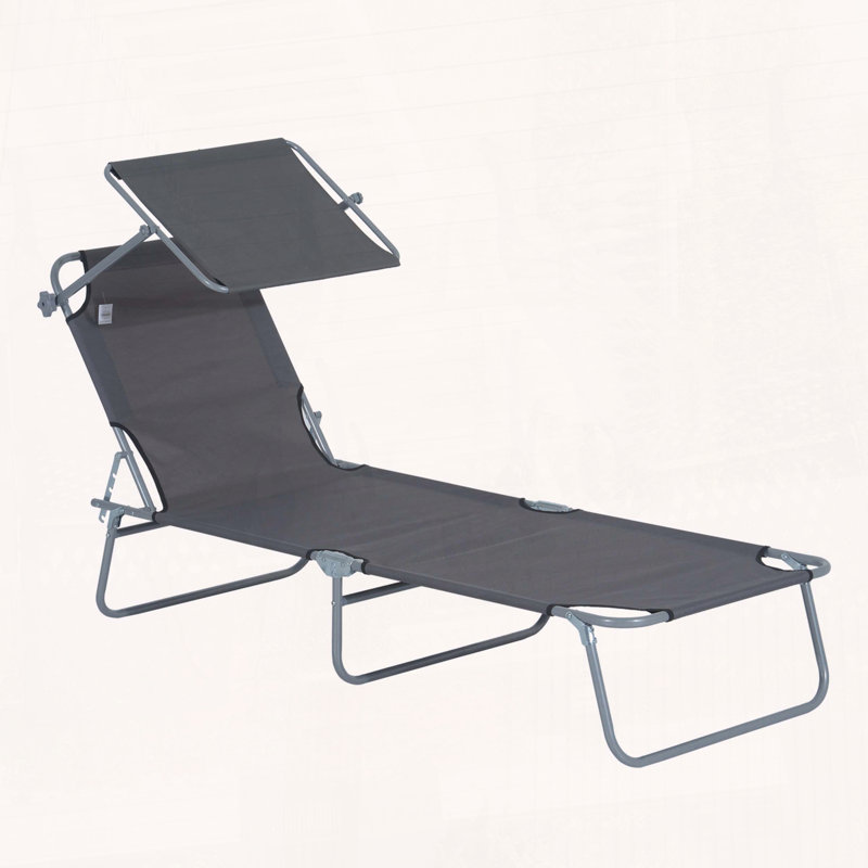 Chaise longue d'extérieur avec pliage réglable et abat-jour Outsunny