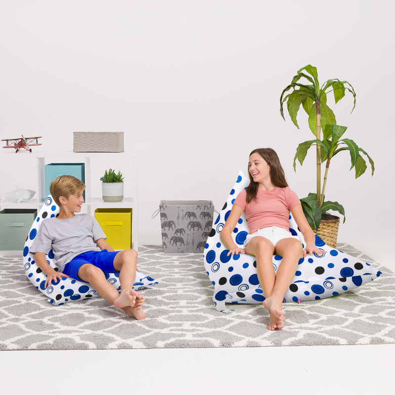 Classic Bean Bag, 100L - Medium, Canvas Bubbles Blue and White