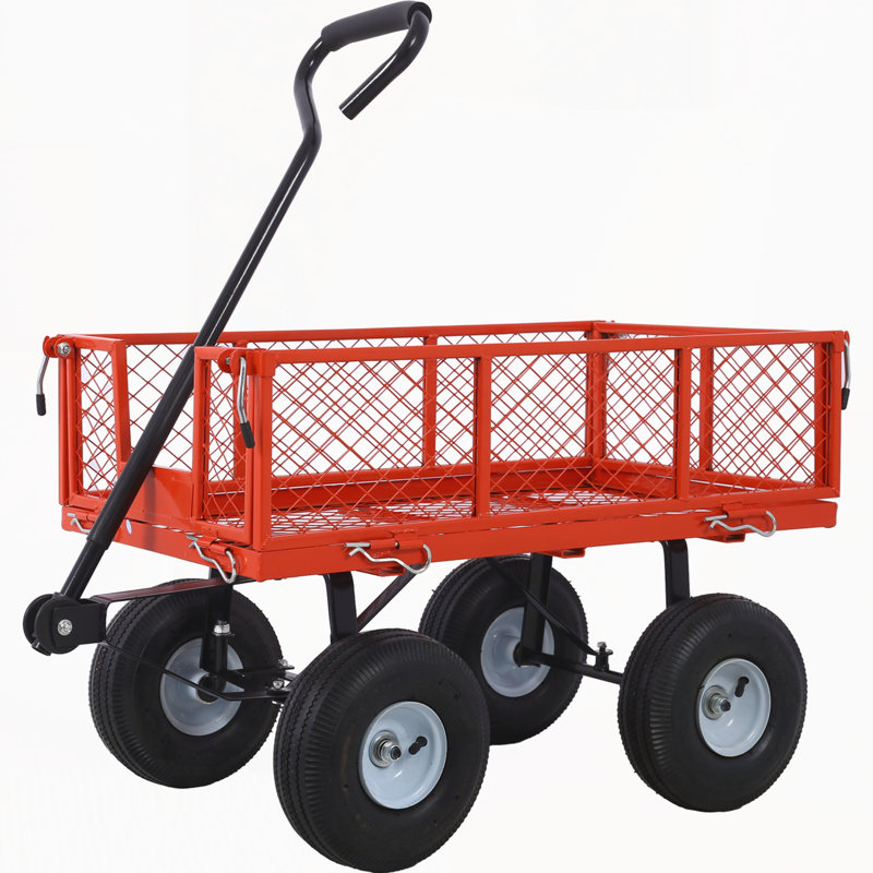 Chariot de jardin en acier, Rouge