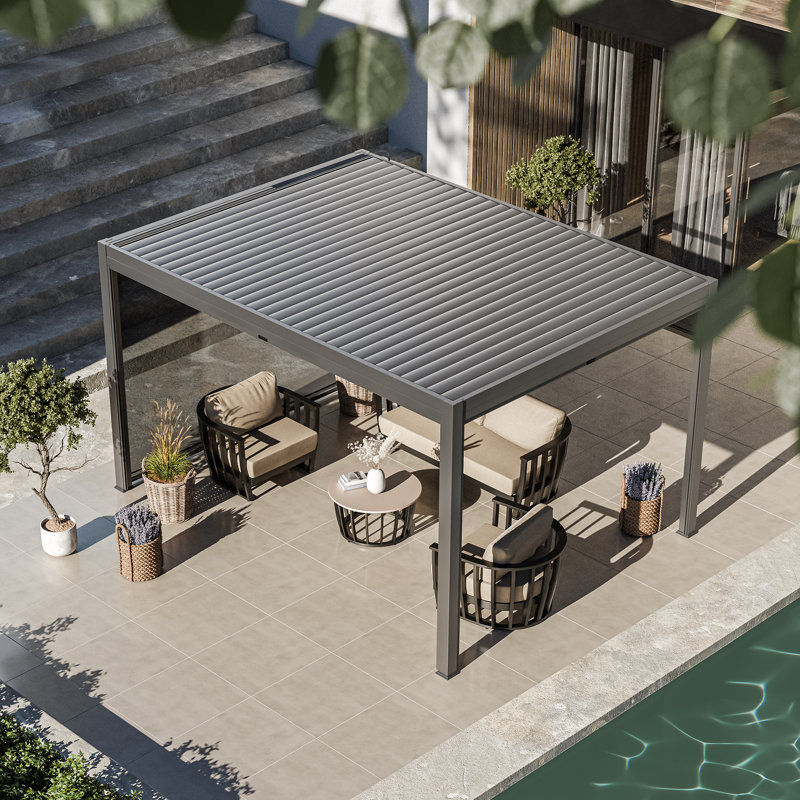 Royalcraft Luxe 3m Pergola with Solar Lighting System and Voice Control, 230cm H x 404cm W x 300cm D