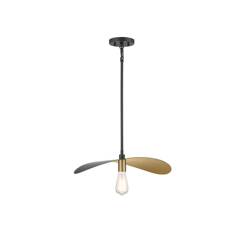 Luminaire suspendu 1 lumière Idis, Noir mat / or peint
