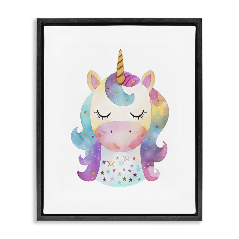 Cadre flottant Unicorn Nursery Fantasy, design LSR Design Studio, Cadre flottant noir de jais, H 21 po x l 17 po