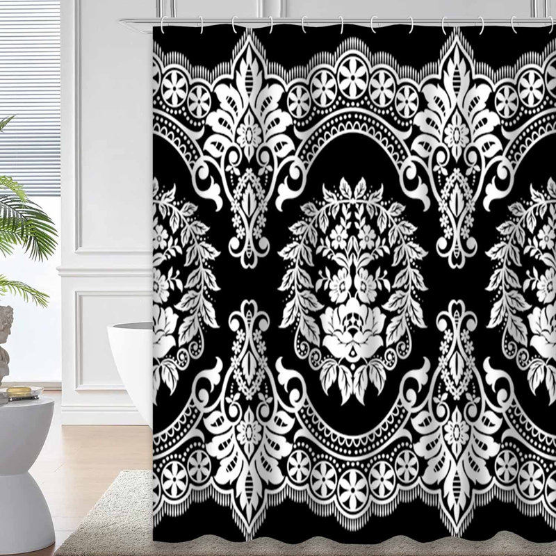 Rideau de douche imperméable à l'eau avec motif floral, L 72 po x l 72 po