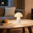  11" Modern White Mushroom Cordless Rechargeable Ceramic Table Lamp with Touch Control 3-Level Dimming Type-C Charging for Bedroom Living Room Study and Outdoor-112392717