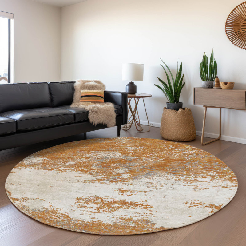 Premium Machine Washable Diskin AMF1027 Modern Rug, Round 8'
