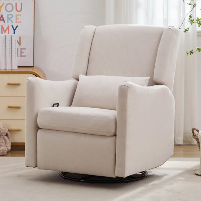 Fauteuil inclinable et pivotant avec mouvement coulissant et tissu en lin