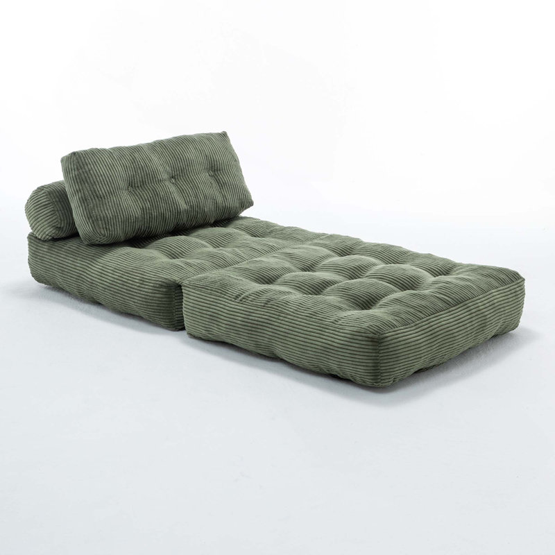 Versatile Convertible Folding Sofa Bed Multi-functional Comfortable Foldable Sleeper Chair, Green Corduroy