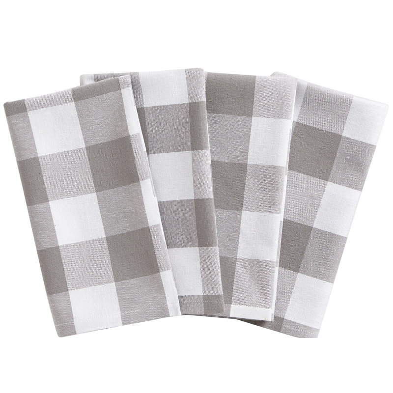 Serviette en coton Skookum Farmhouse Living Buffalo, Gris / Blanc