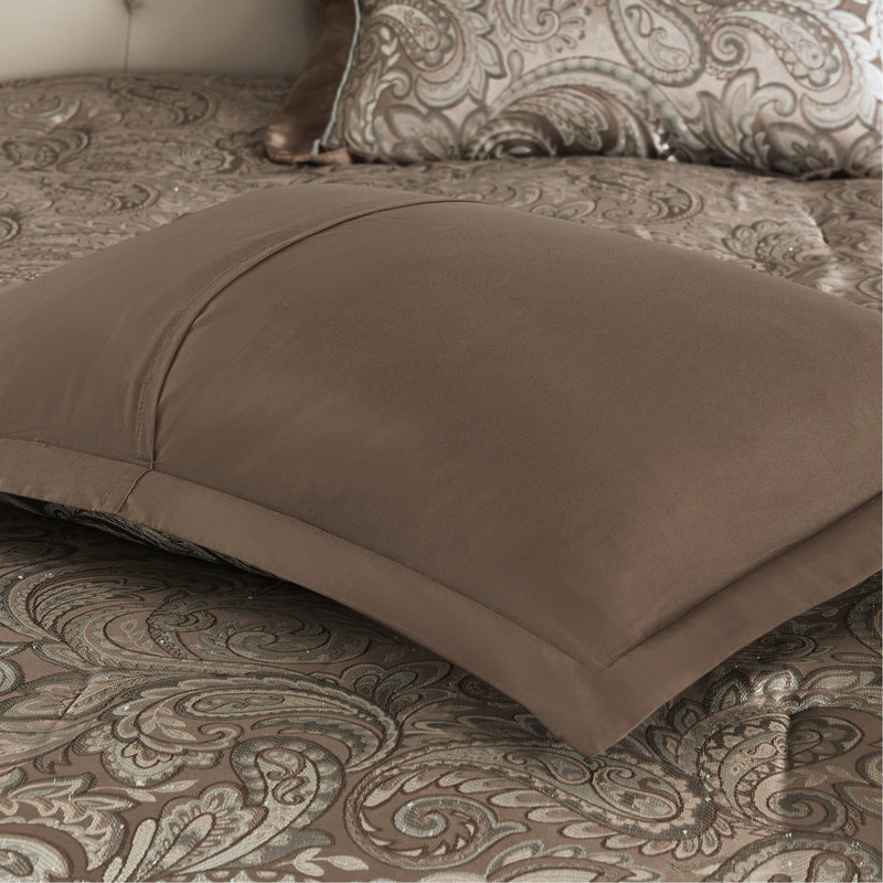 Ensemble d'édredon 12 pièces avec draps en coton bleu / brun très grand, Bleu/brun