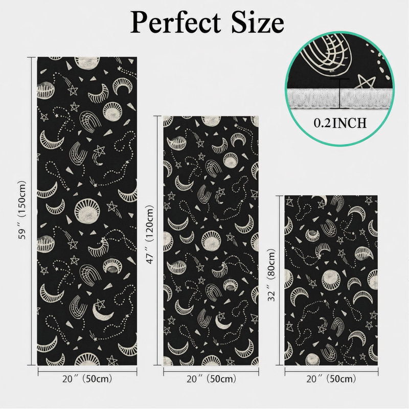 Moon Phase Non-Slip Washable Kitchen Mats