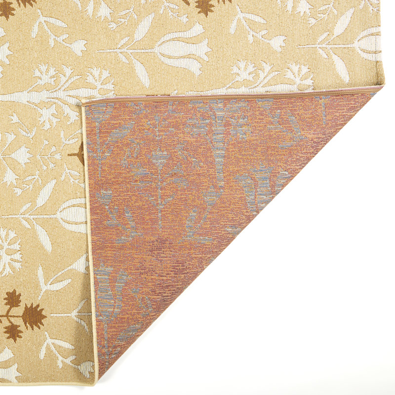 Tapis d'intérieur / extérieur en polypropylène tissé à la machine Wildflowers, Brun, 3 pi 3 po x 5 pi