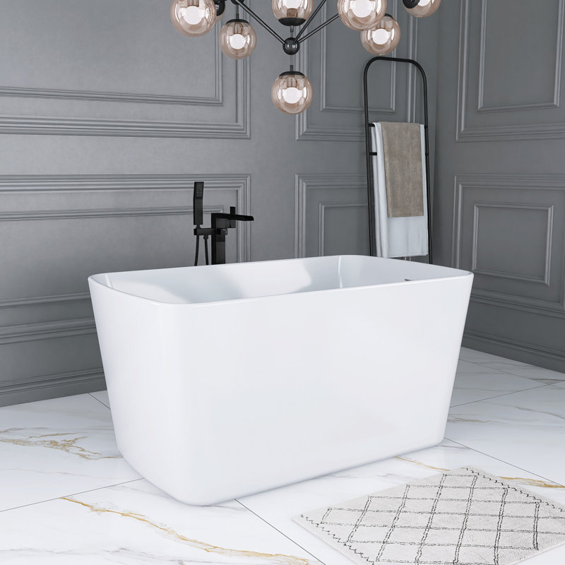 49'' X 28'' Acrylic Freestanding Soaking Bathtub, Glossy White