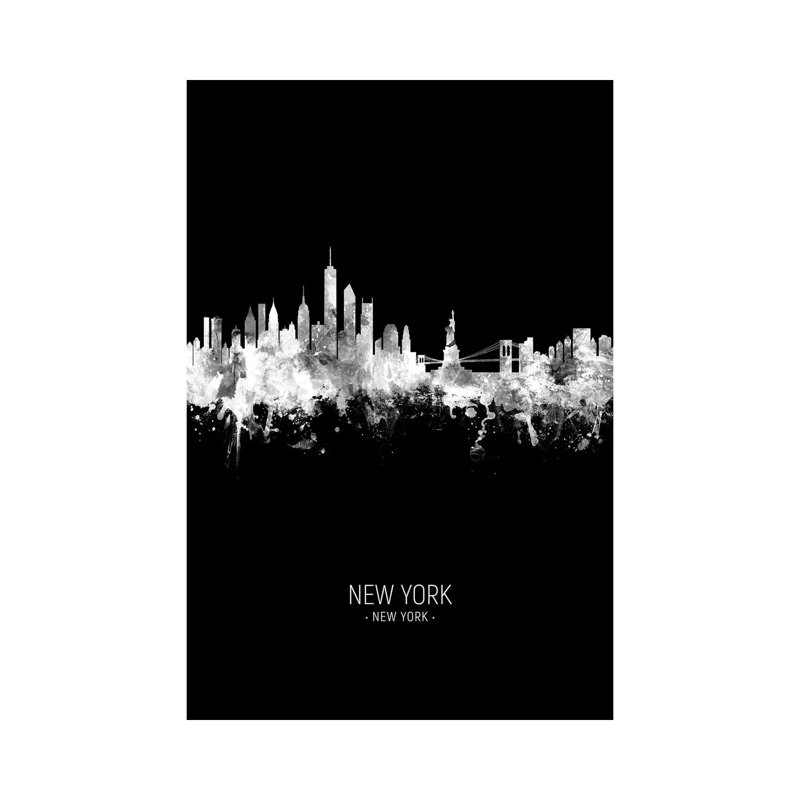 New York Skyline Portrait White On Black by Michael Tompsett - Wrapped Canvas Print, 66.04 cm H x 45.72 cm W x 1.91 cm D