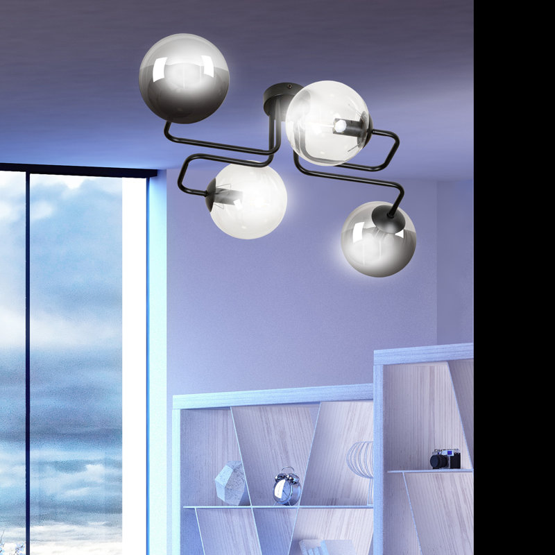 Cadesia Glass Semi Flush Mount, Graphite/Transparent