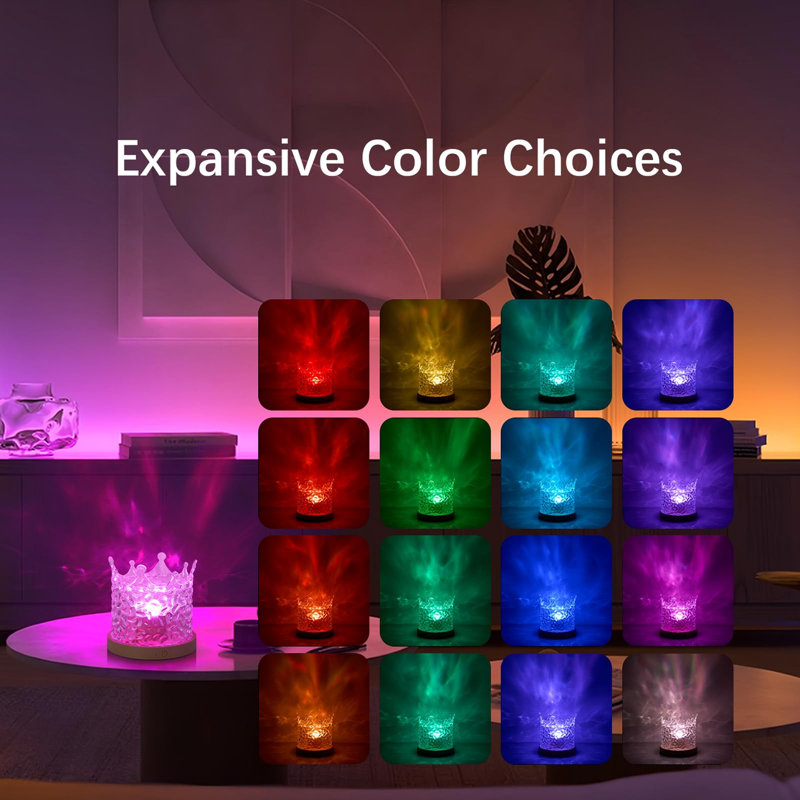 16 lampes de projection à ondulation d'eau à changement de couleur