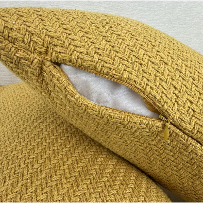 Gold Rectangular Knitted Polyester Pillow Cover 14" x 26"