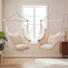 Chaise suspendue simple avec 2 coussins, balancelle hamac, hamac Macrame Boho avec tige en métal à haute résistance, intérieur et extérieur