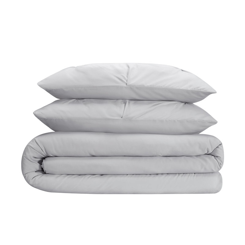Simply Clean Gray Microfiber Twin XL Duvet Cover Set