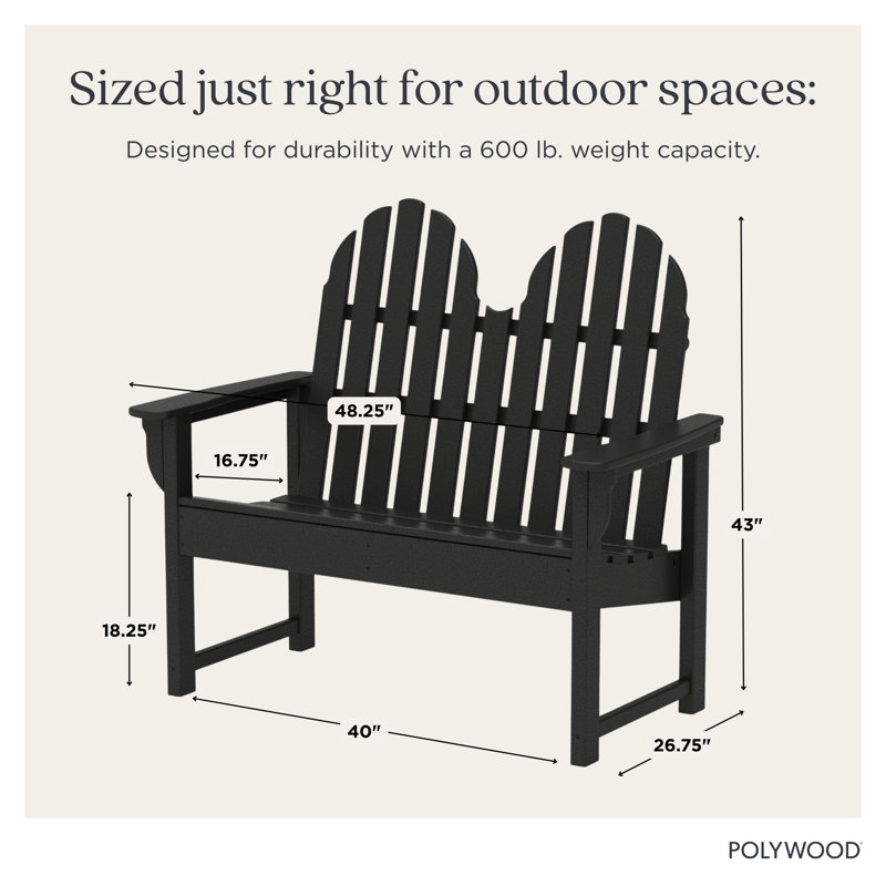 POLYWOOD x Sol 72 Traditional 48" Adirondack Bench, Sand
