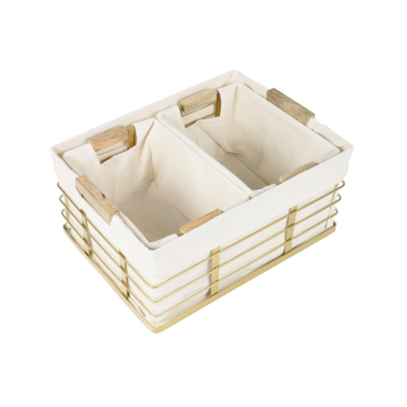 Ensemble de 3 paniers de rangement Callan, Doré