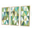 «Geometric Green Triangle III - Mid-Century», ensemble d'art mural sur toile encadré moderne