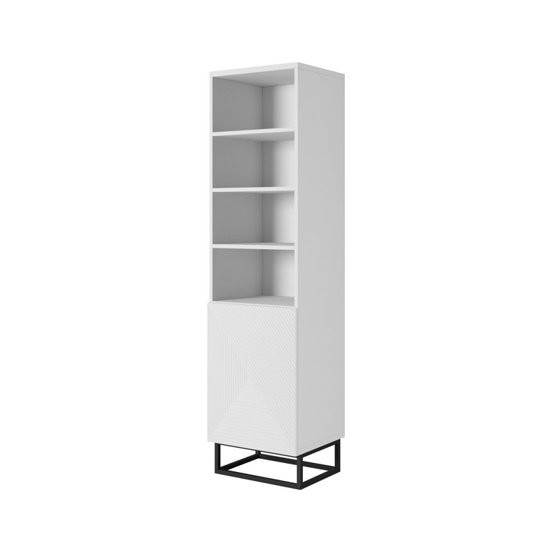 Azjon 190cm H x 50cm W Standard Bookcase, White Matte