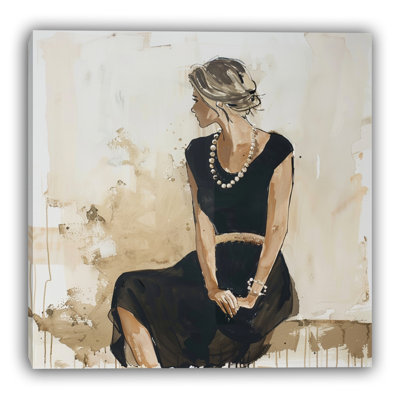 «Black and White Fashion Woman», art mural sur toile, Portrait moderne minimaliste glam, toile tendue décorée GT15466