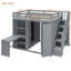 Lit mezzanine avec garde-robe, bureau et tablettes