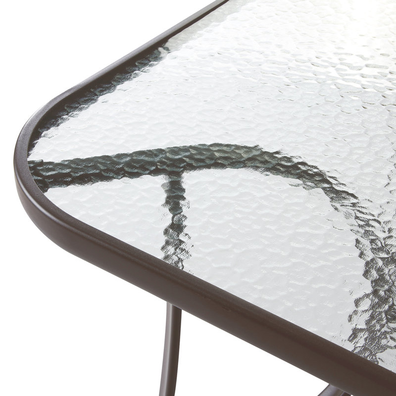 Metal Outdoor Dining Table With Umbrella Hole, Black