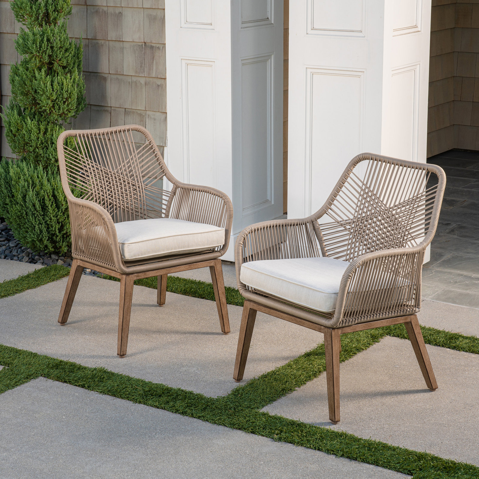 Farner Premium All-Weather Wicker Outdoor Dining Armchair with Cushion