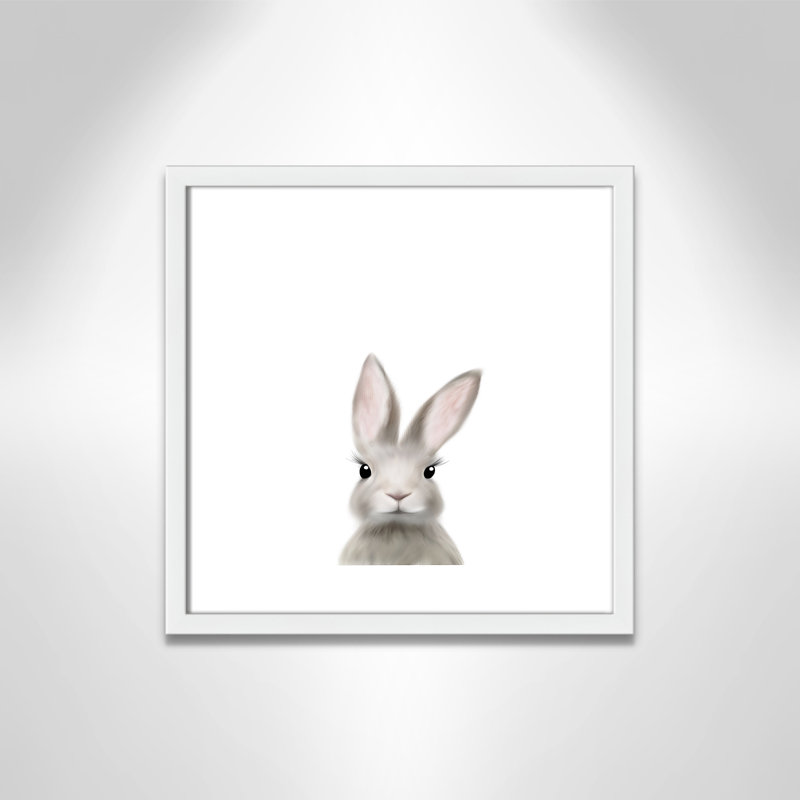 Art encadré en lapins forestières, H 17 po x l 17 po x P 1,19 po, Encadré de boîte blanc