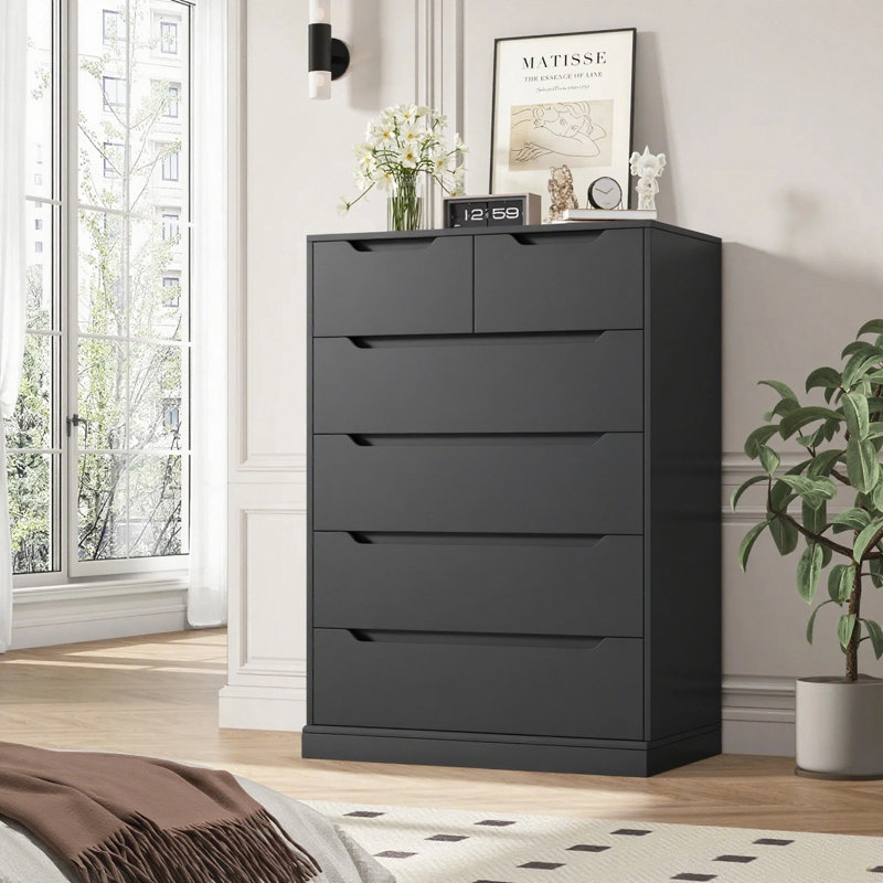 Commode 6 tiroirs, Noir