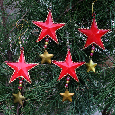 Set of 4 Passionate Star Holiday Shaped Ornament
