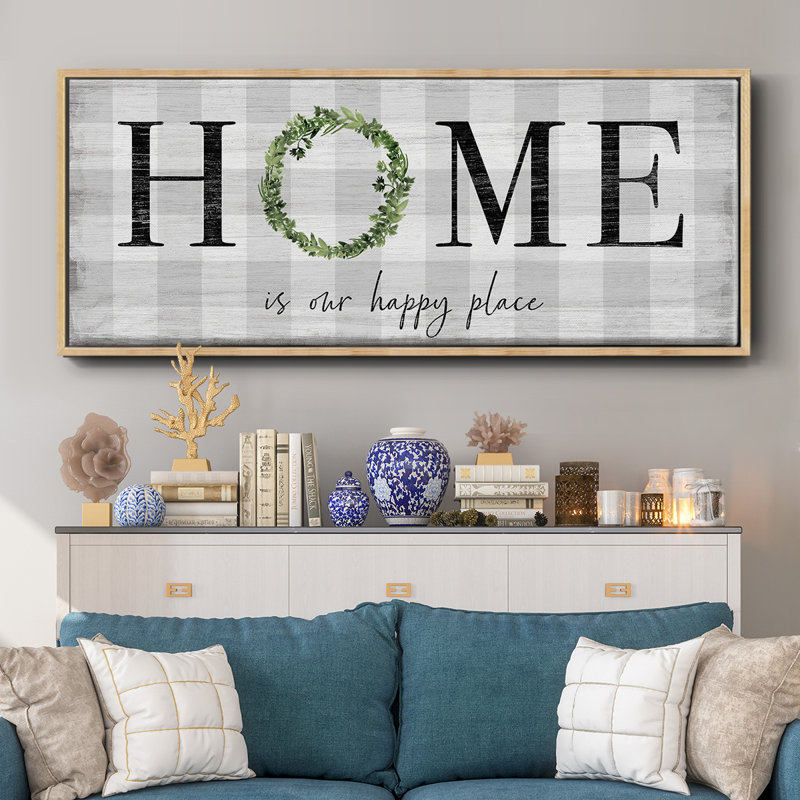 Home is our Happy Place - Toile encadrée, H 24 po x l 60 po