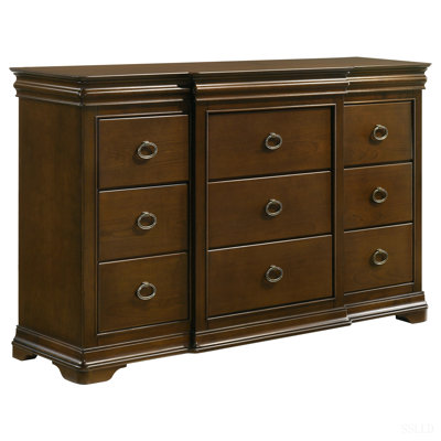 Leonide Brown Cherry 9-drawer Dresser