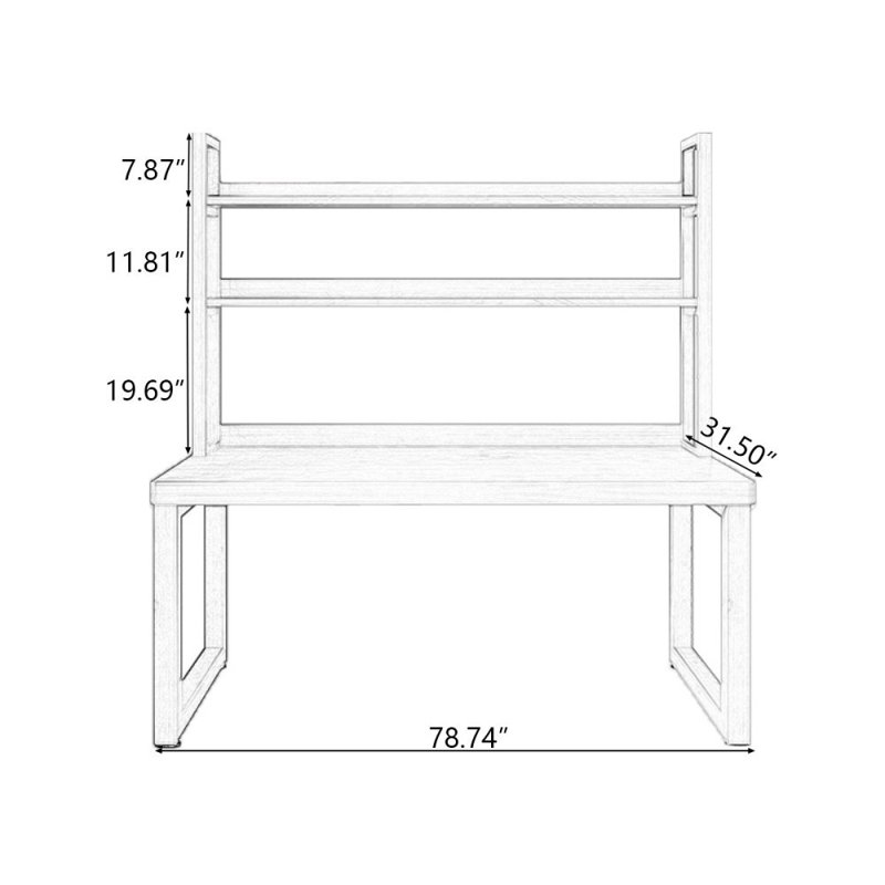 Light walnut Rectangular Solid Wood desks, 29.53" H x 78.74" W x 31.5" D