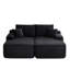 Canapé d'angle noir de 175 cm avec méridienne double, revêtement en tissu et rembourrage à ressorts pour salon moderne, prêt à l'emploi, aucun assemblage requis. Confort optimal.