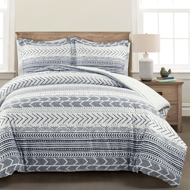 Ensemble de housse de couette réversible 3 pièces Standard Cotton 460 TC, Housse de couette pour grand lit et 2 taies décor