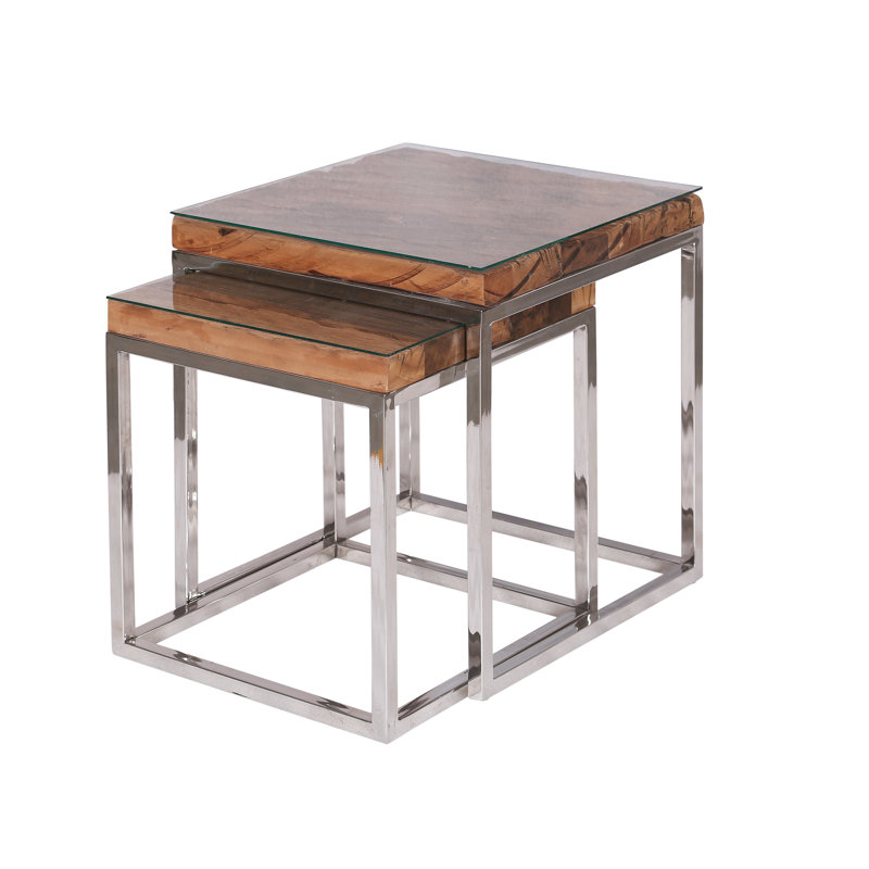 Terrazas Glass Top Sled Nesting Tables
