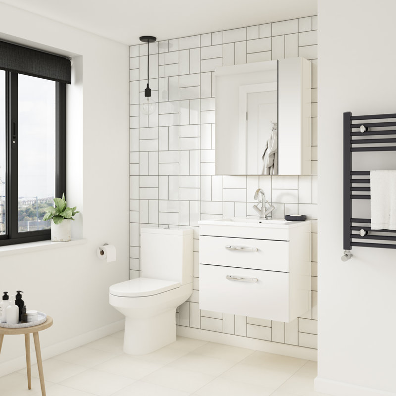 Athena 510mm Single Bathroom Vanity with Integrated Ceramic Basin, Gloss White