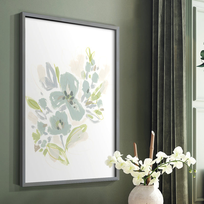 «Seafoam Petals III», reproduction encadrée - bois massif, Gris, H 10 po x l 8 po