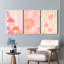 Abstrait rose et pêche géométrique et feuille tropicale, reproduction d'art sur toile, impression de style aquarelle (ensemble de 3)-2011009497