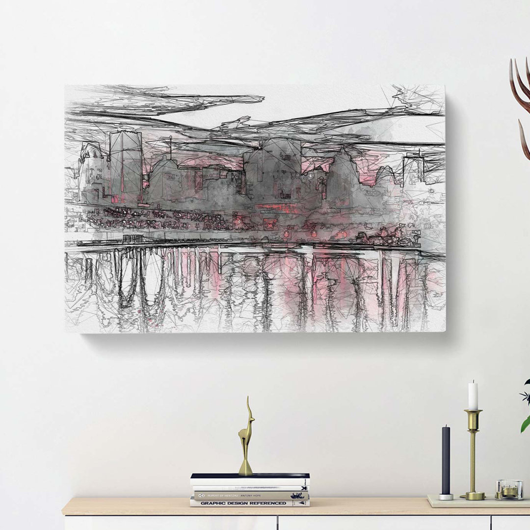 The Montreal Canada Skyline in Abstract - Wrapped Canvas