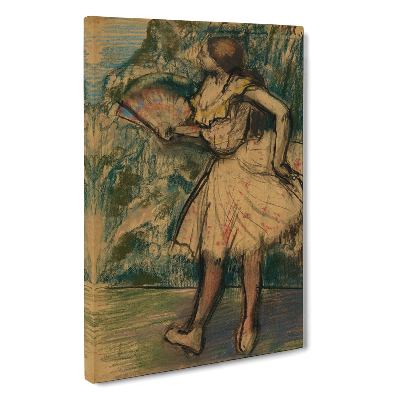 Ballet Ballerina Dancer With A Fan by Edgar Degas - Wrapped Canvas Painting, 60cm H x 40cm W x 3cm D