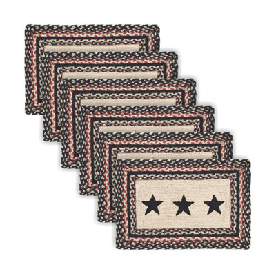 Ensemble de 6 napperons rectangulaires en jute Colonial Star, 10 x 15 pouces