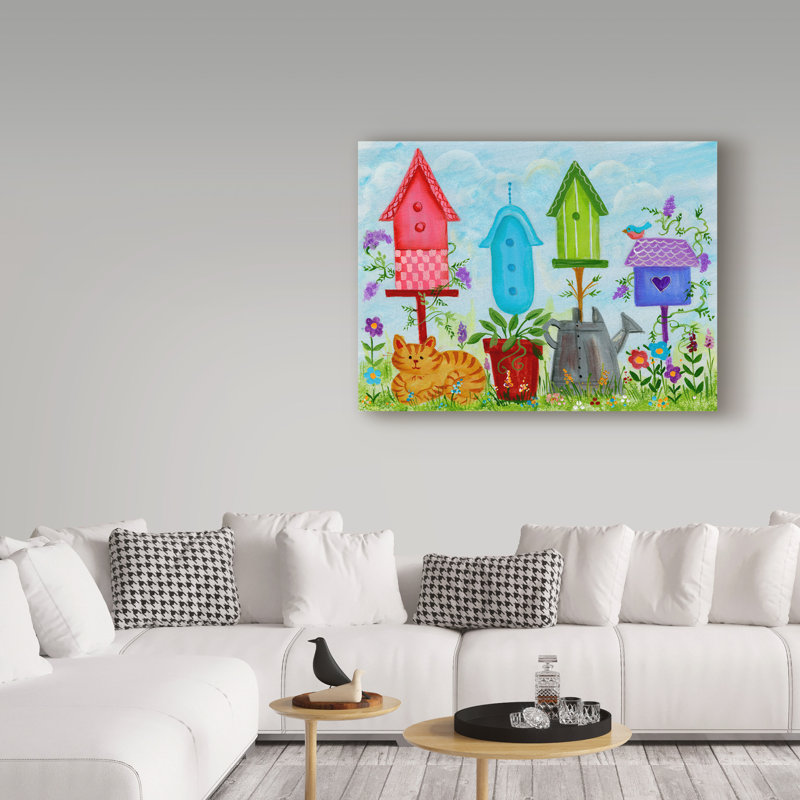 «Birdhouse in Garden», art sur toile, H 14 po x l 19 po x P 2 po